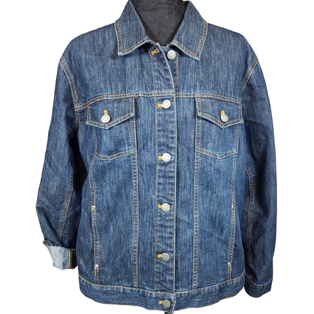 Chico's Denim Jean Jacket Women's Size 2 (XL / 16) Blue Stretch Button Front